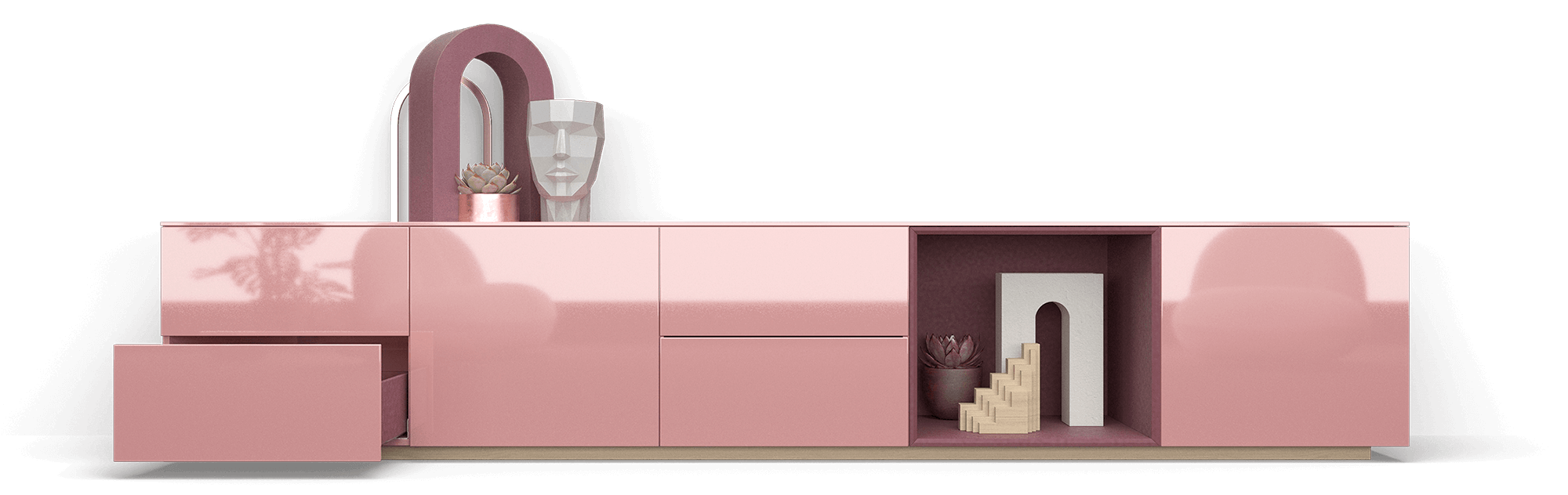 Roze dressoir met lades