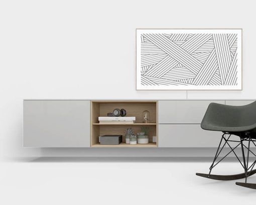 Grijs tv meubel met eiken: Scandinavische stijl